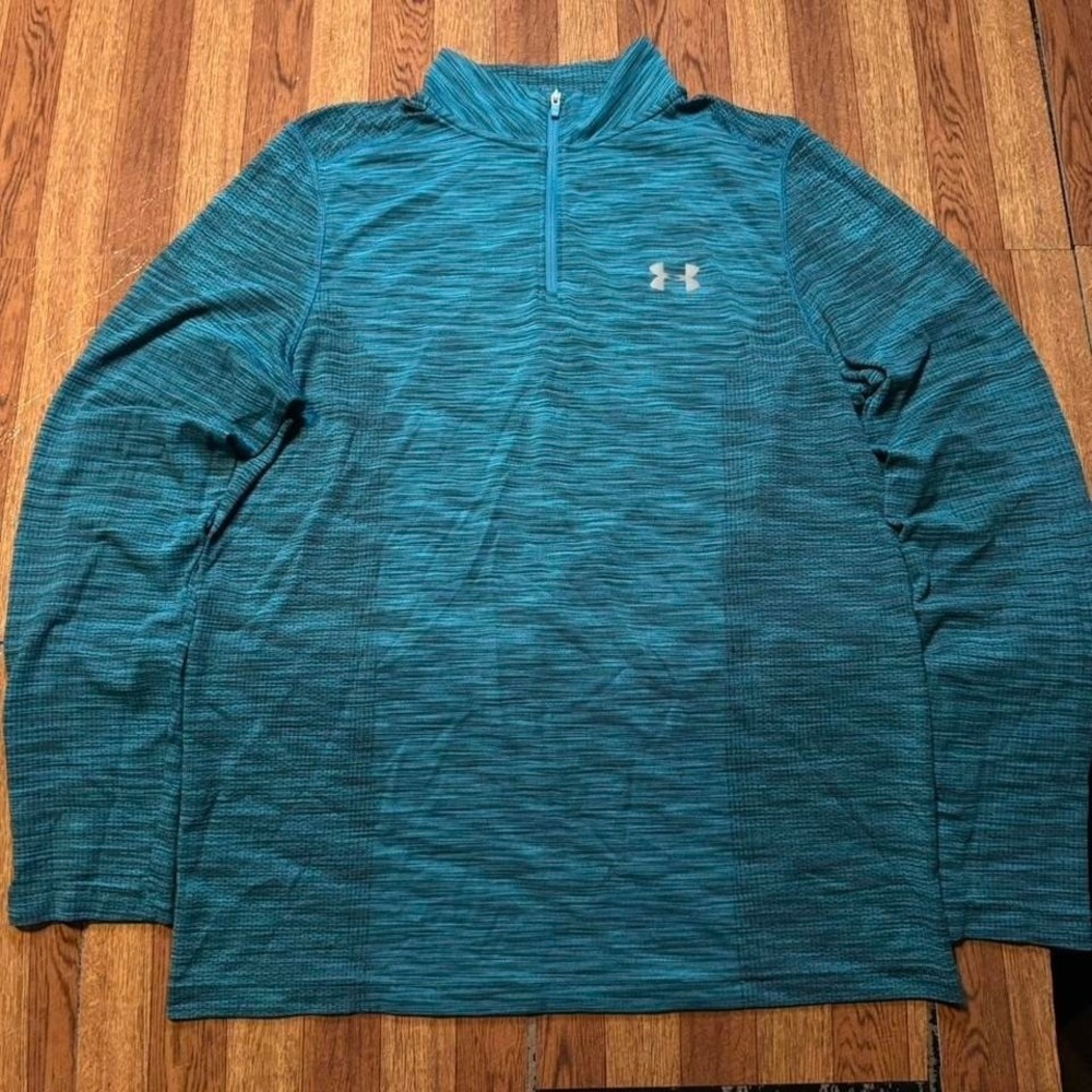 Under Armour Blue Heat Tech Sportswear Quarter Running Fitted Jacket Large